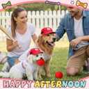 3 Pcs Baseball Dog Costume Set White Sleeveless Dog Shirt with Pet Summer Sun Hat and Small Pet Ball, Dogs Clothes for Small Medium Large Dogs(L)