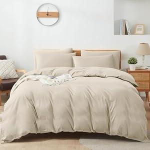 Sufdari Duvet Cover Twin Size, 2 Pieces Bedding Duvet Cover Sets, Ultra Soft and Breathable Comforter Cover Set with Zipper Closure & Corner Ties (Khaki, 68x90)