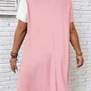 SOLY HUX Women's Plus Size Dress Color Block Short Sleeve T Shirt Dress Casual Summer Dresses Pink and White 4XL (Pink)