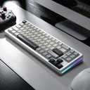 YUNZII AL71 75% Mechanical Keyboard,Full Aluminum CNC,Hot Swappable Gasket,2.4GHz Wireless BT5.0/USB-C Wired,NKRO Programmable RGB Backlight Creamy Typing for Win/Mac(Silver,Crystal White Switch)