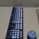 Wireless Keyboard and Mouse Combo, Retro Typewriter Keyboard with Round Keycaps, Full-Size Ergonomic, Blue, Ideal for Windows PC, Home, Office, and College, Wireless Keyboard Mouse Combo