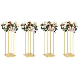 Vincidern 4Pcs Wedding Centerpieces for Tables, 23.6in Metal Flower Stand Gold Wedding Centerpieces Tall Vases Geometric Flower Stand for Wedding Decorations, Birthday, Event, Home