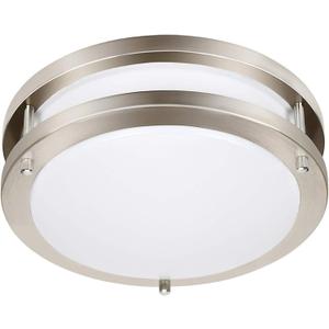 Drosbey 36W Dimmable LED Ceiling Light Fixture, 12 inch Flush Mount Light Fixture, Ceiling Lights for Bedroom, Kitchen, Bathroom, Super Bright 4000 Lumens, 400W Equivalent, 5000K Daylight White (Brush Nickel-Daylight)