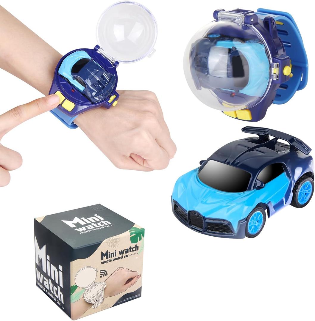 Remote Control Car Watch Toys with LED Light,2.4 GHz Mini Racing Cars Wrist Toy for Kids,RC Small Car Interactive Outdoor Game Christmas Halloween Birthday Gifts,Blue
