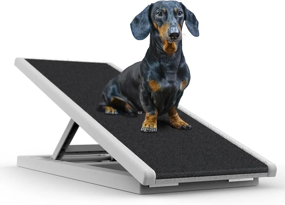 Dog Stairs, Dog Ramps Pet Stairs - Folding Ramp Height Adjustable for High Beds, Sofa, Car Supports up to 120 lbs