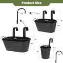 3 Different Size Metal Iron Hanging Flower Pots 13 Pcs for Outdoor Plants Metal Hanging Bucket Pots Iron Railing Fence Planter with Drainage Holes and Hooks for Porch Railing Balcony Fence (Black), Large, Medium, Small