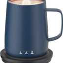 Smart Self Heating Coffee Mug,14oz Temperature Control Coffee Mug,Hot up to 150F,Rechargeable Heated Coffee Mug,Up to 6H Battery Life,Coffee Cup Warmer,Great Gift for Coffee Lovers,Dad,Mom (Blue)