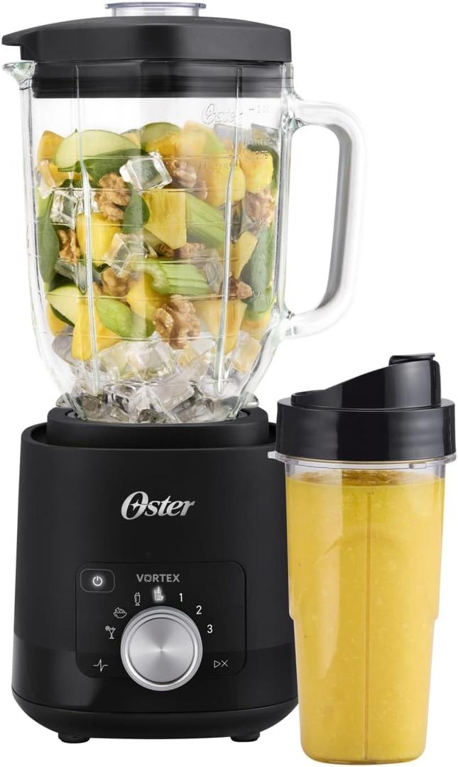 Oster Vortex Plus Glass Blender, Reversible Steel Blades, 1200 Watt, Black