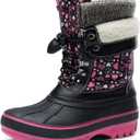 DREAM PAIRS Boys Girls Snow Boots Water-Resistant Outdoor Warm Cozy Anti-Slip Mid Calf Faux Fur Lining Insulated Winter Shoes for Little/Big Kids (Black/Fuxia)