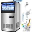 Commercial Ice Maker Machine 150LBS/24H, Dual Water Inlet Options, Stainless Steel Air Cooled Freestanding/Under Counter Ice Maker Smart LCD, Self-Cleaning, Quiet for Home, Bar, Restaurant