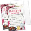 Baby Shower Invitations Baby-Q BBQ Picnic Invitations with Envelopes for Women Back Yard Cookout Invite Cards for Baby Shower Gender Reveal Baby Announcement Baby Shower Party Decorations Supplies -L2 (color16)
