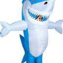 Foaincore Inflatable Shark Costumes for Adult Halloween Costumes Shark Air Blow up Costume Party (63-78.7 Inch, Blue)