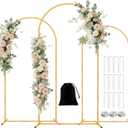 Metal Arch Backdrop Stand Set of 3(6 ft, 5 ft, 4 ft) Party Arch Stands for Wedding, Birthday, Baby Shower, Bridal Shower, Balloon Arched Frame for Garden Decor, Gold Floral Arches,Valentines Day