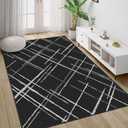3x5 Area Rug Washable Entryway Rug Non Slip Modern Tear and Stain Resistance No Pile Lightweight Throw Rugs Carpet for Kitchen, Entrance, Foyer, Bedside, Mudroom, Black