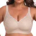 OLRIK Bras for Older Women Full Coverage Wireless Comfort Back Fat Smoothing Wide Supportive Straps Wirefree No Underwire T-Shirt Bralettes with Bra Extenders 4 Hook Nude-XL (XL)