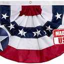 Jayus US Bunting Flag 3x6 FT- Embroidered Stars USA American Pleated Fan Flag- Patriotic Half Fan Banner Flag with 3 Brass Grommets for 4th of July Memorial Day Party Outdoor 2 Pcs