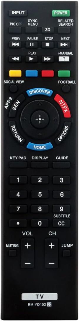 New RM-YD102 Replaced Remote fit for Sony 3D Smart LCD LED HDTV KDL-50W790B KDL50W790B KDL-50W800B KDL50W800B KDL-55W790B KDL55W790B KDL-55W800B KDL55W800B KDL- 55W950B KDL55W950B KDL60W840B