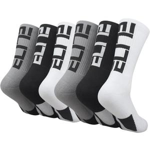 Basketball Crew Socks for Men and Women, Cushion Performance Athletic Basketball Socks (Medium, Black/White/Grey - Elite Crew Socks (6 Pairs))