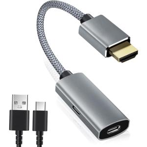 Basesailor HDMI Male to USBC Female Cable Adapter with USBC Power Cable,Type C 3.1 (Display) to HDMI (Source) Converter,4K 60Hz Thunderbolt 3 Adapter for New MacBook Pro,Mac,Surface,Xreal Air,Rokid