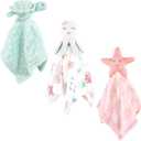 Hudson Baby Unisex Baby Animal Face Security Blanket, Pastel Sea 3-Pack, One Size