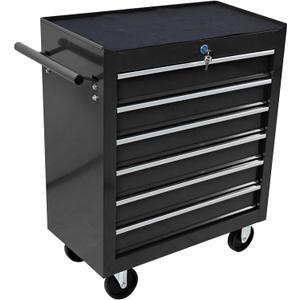Rolling Tool Chest Metal Tool Box with Wheels Tool Cabinet Portable Tool Box with Wheels 6 Drawers Multifunctional Tool Cart with Wheels Craftsman Tool Chest, Black, Cody-TC-00031-LWJ (24.25"x12.99"x29.33")