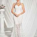 meilun Lace Mesh Maxi Dresses Wedding Bridesmaid Homecoming Party Banquet Gowns (L)