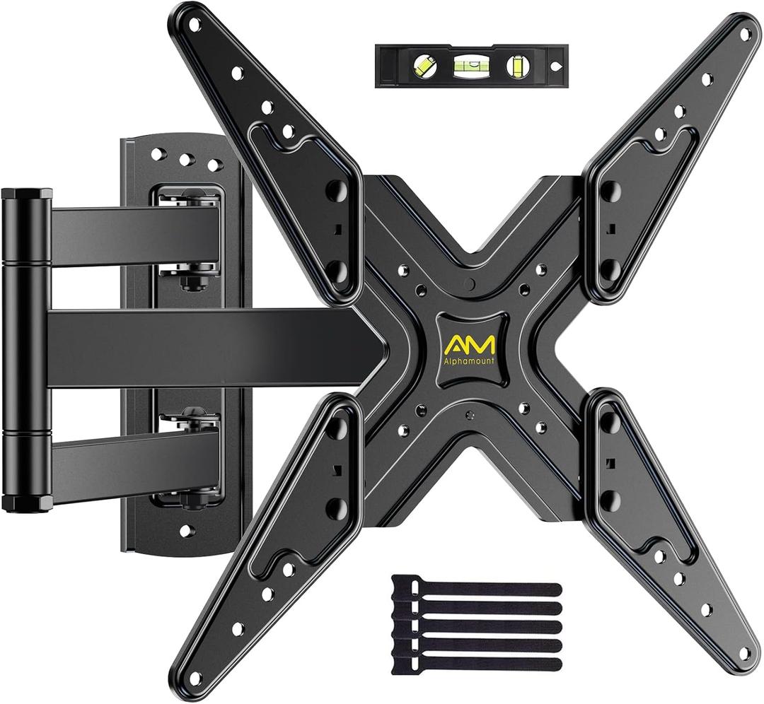 TV Mount, Full Motion TV Wall Mount Swivel and Tilt for 26-60 Inch TVs and Monitors up to 70lbs, Single Stud Corner Outdoor Wall Mount TV Bracket Articulating Extension Leveling Max VESA 400X400mm