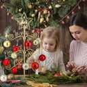 2 FT Jesus Iron Christmas Tree Ornament Display Stand with Hanger Hook Metal Ornament Display Tree Stand Hanger for Jesus Christmas Balls Bauble Decorations Gift Craft Tabletop (Gold)