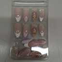 24 Pcs Pink Almond Press on Nails Medium Fake Nails with Glue Reusable False Nails with 3D Flower Butterfly Design Stiletto Nails Acrylic Nail Press ons Spring Nails for Women Nail Art Decorations (Style 10)