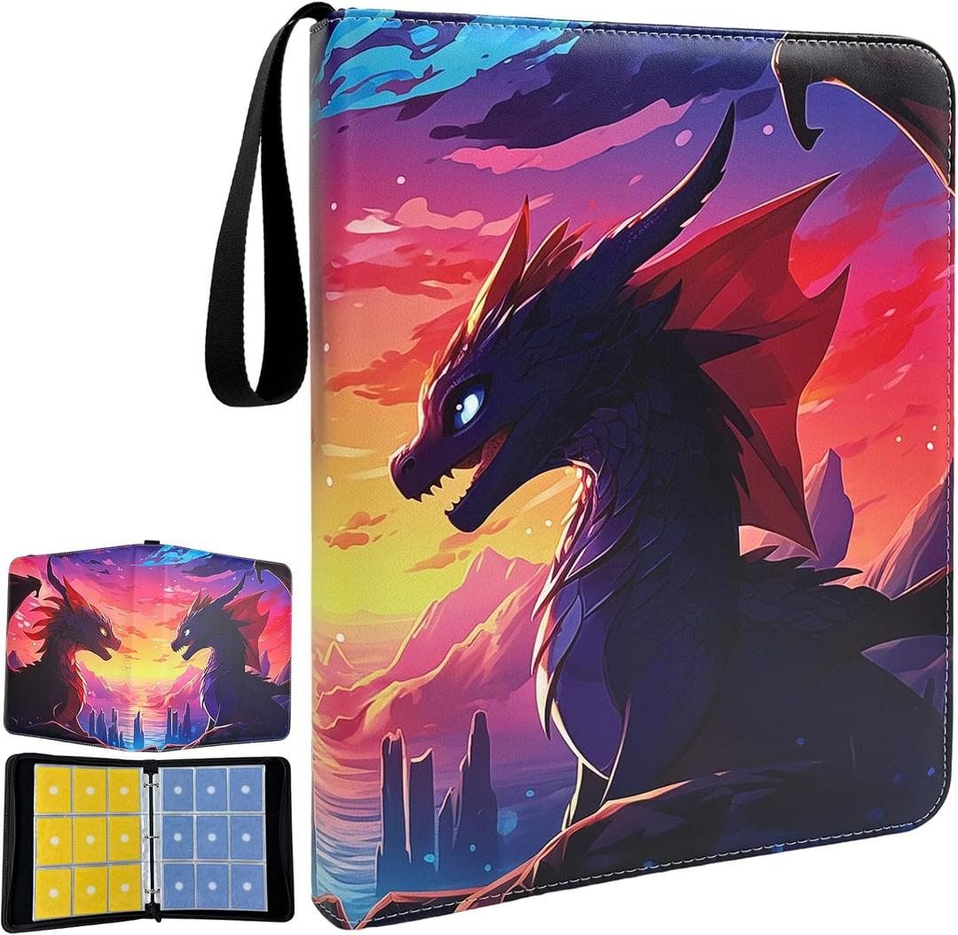 Card Binder Card Folder for Boys Girls Gift,9 Pocket Card Binder,900 Cards Collectible Trading Card Holder Case with 50 Sleeves,Collector Album with Zipper for Game Cards, Red