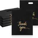 200pcs 16x18in Thank You Bags Set - Reusable Plastic Boutique Bags with Die-Cut Handles for Gifts, Shopping, Parties & Business