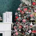 47PCS Red and White Christmas Ornaments Sets, Shatterproof Candy Cane Christmas Tree Decorations, Hanging Ball Ornaments Tree Decor for Xmas Party (Red & White)