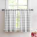 Treatmentex Grey White Check Kitchen Tier Curtains 24 inch Length Short Semi Sheer Caf Curtains for Basement Laundry Room Bathroom Windows 27w x 24l 2 Panels Rod Pocket