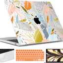 TWOLSKOO for M4 MacBook Air 13.6 inch Case 2025-2022 Release M4 A3240 M3 A3113 M2 A2681, Plastic Hard Shell & Screen Protector & Keyboard Cover & Trackpad Film, Doodle Floral
