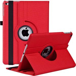 Rotating Case for iPad 9.7 Inch 2018 2017 / iPad Air 2 Case - 360 Degree Rotating Stand Protective Cover with Auto Sleep Wake for iPad 9.7 inch (6th Gen, 5th Gen) / iPad Air 2/ iPad Air (Denim Red)