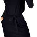 PRETTYGARDEN Women's Fall Bodycon Party Dress Casual Long Sleeve Tie Waist Fitted Sheath Pencil Dresses with Pockets (X-Large, Black)