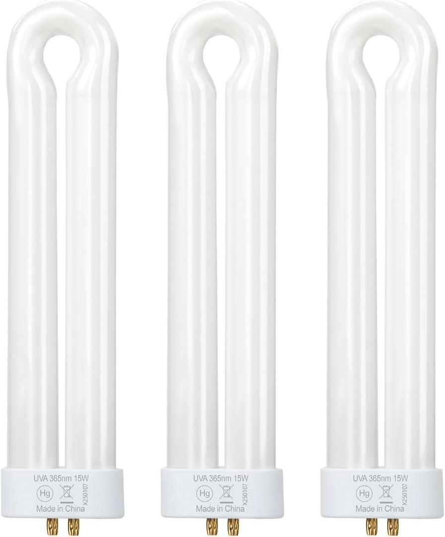 15W Bug Zapper Light Bulb Compatible with Black Flag BZ-15 BB-15WHT, for Hemiua T6, T8, T9, for Flowtron BK-15D, for Stinger B1515 FP15 UV15 & Most U Shaped Twin Tube Bulbs with 4-Pin Base, 3 Pack