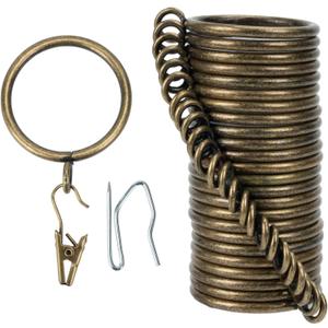 Curtain-Clip Rings with Hooks Drapery-Decorative - 1 Inch Inside Diameter Included Pin Hooks and Clips Designed to Effortlessly Hold Up 2 Standard Curtains 24Pcs Bronze Exselens