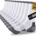 COOVAN Mens Cotton Crew Socks Moisture Wicking Cushioned Athletic Heavy Duty Work Boot Socks 6 Pairs (Large-X-Large, White)