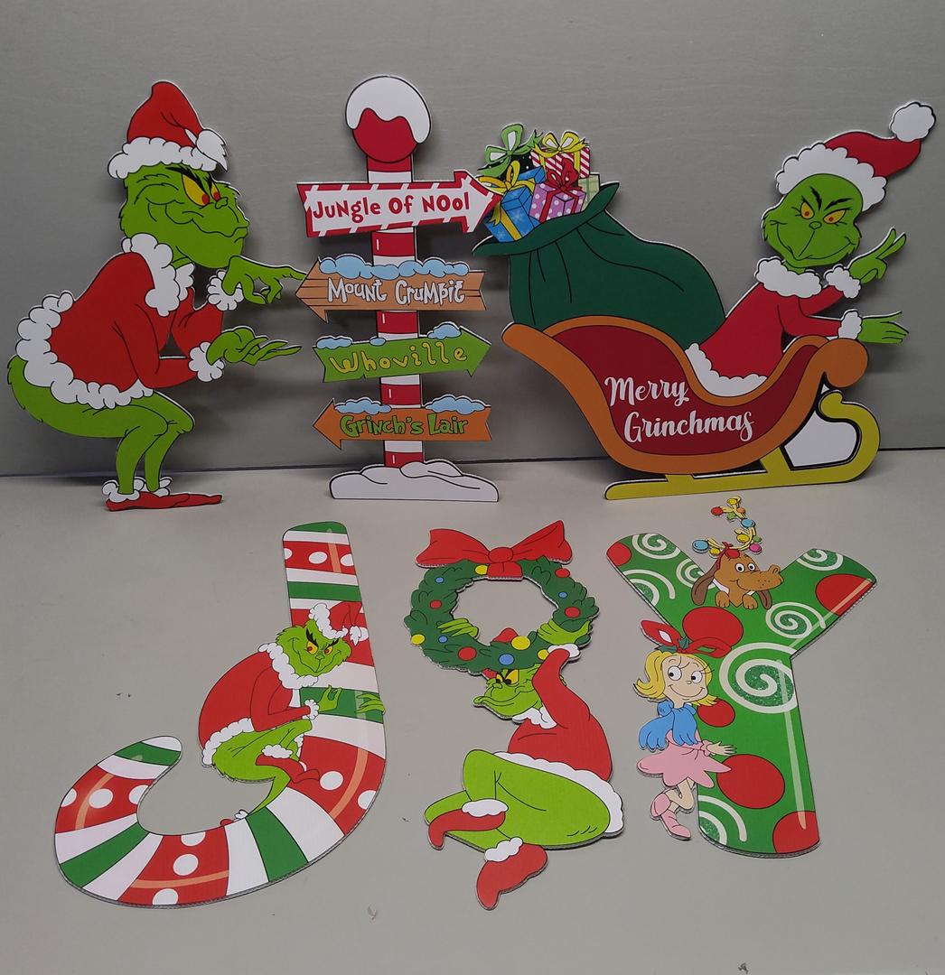 6PCS Large Grinchmas Christmas Yard Signs Stakes Outdoor Decorations, Outdoor Grinchmas Christmas Decorations Grinchmas Yard Signs Decorations for Holiday Christmas Lawn Garden Pathway Decorations