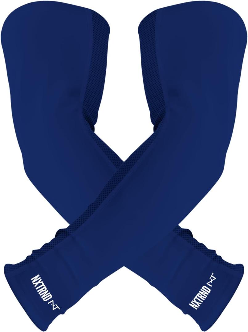 1 Pair Nxtrnd Compression Arm Sleeves for Men, Breathable Football, Basketball, Baseball Accessory, Adult & Kids (Blue)
