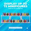 Tapeera Tabletop Stackable Minifigure Display Case Holds Up to 72 Minifigures Or Mini Block Sets - Acrylic Display Case for Figures Compatible with Major Brands - Minifig Shelf Organizer (White Base)