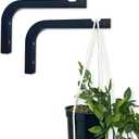 EvenWood 2-Piece Set of Plant Hooks for Wall 6 inch - Mounted Wooden Plant Hook - Indoor and Outdoor Bracket Plant Hanger for Planters, Lanterns, Bird Feeders, Patio Decorations (Black)