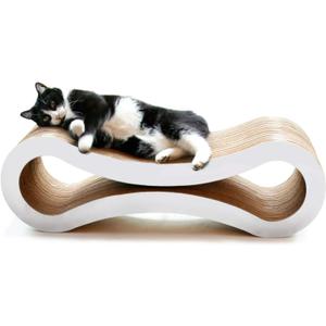 PetFusion Ultimate Cat Scratch Lounge, Cat Scratchers for Indoor Cats, Reversible & Durable, Made from Recycled Corrugated Cardboard, Cloud White
