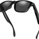 ALOUS Smart Glasses for Men & Women,Bluetooth Glasses with Open Ear Sound Mic & Speakers, Intelligent Touch,Magnetic Charging,Indoor/Outdoor UV Protection and Voice Assistant (Black Lens)