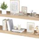 Floating Shelves for Wall - 32 x 9 Inch Natural Wood Shelves for Bathroom, Bedroom, Kitchen Decor, Farmhouse Decor Set of 2, Natural Wood