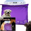Pet Laundry Bag | Stops Pet Hair Blocking the Washing Machine | Jumbo Size Wash Bag Ideal For Dog Cat Horse Guinea Pig | Hair Remover Safely (Purple)