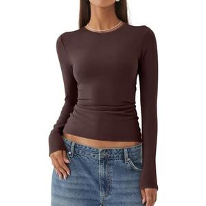 REORIA Womens Fashion Long Sleeve Shirts Crew Neck Layering Basic Tee Slim Fitted Lightweight Going Out Tops, XL REORIA Womens Fashion Long Sleeve Shirts Crew Neck Layering Basic Tee Slim Fitted Lightweight Going Out Tops, XL