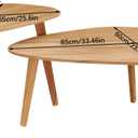 Nesting Coffee Table Set of 2-Mid Century Modern Guitar Pick Stacking Tables with Solid Wood Legs-Waterproof Triangle Center Side End Table for Small Living Room,Apartment,Balcony (Natural), 33.46 inches x 23.62 inches x 19.29 inches