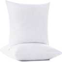 DOWNCOOL 100% Cotton Stuffer Throw Pillow Insert Set of 2, Square Down and Feather Filled Decorative Bed Sofa Insert, 18x18 Inch, White